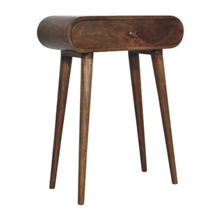 Table Console En Manguier Massif, Tiroir, Finition Châtaigne