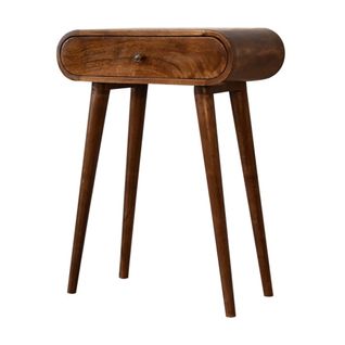 Table Console En Bois Massif De Manguier Marron, 1 Tiroir, Finition Teintée