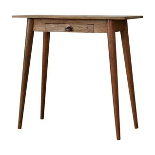 Table Console En Manguier Massif Style Nordique, 1 Tiroir, Finition Naturelle