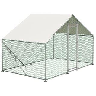 Enclos Volière 3x2 M En Métal Avec Toit, Porte Verrouillable Et Échelle, Blanc