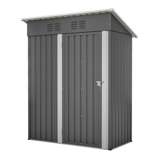 Abri De Jardin En Métal Gris Sans Fenêtre Avec Porte Verrouillable 152,2x83,6x182 Cm