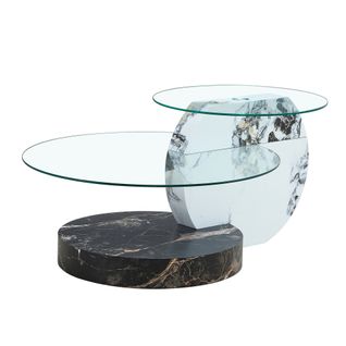 Table Basse Ronde Transparente, 2 Niveaux