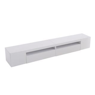 Meuble TV Bas En Mdf Solide Avec Éclairage LED Intégré, Finition Brillante, Style Moderne