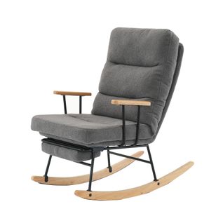 Fauteuil à Bascule Relax -chaise Inclinable -repose-pieds -teddy Fleece - Pieds Antidérapants - Gris