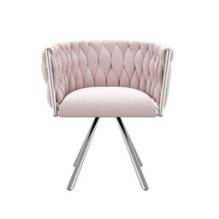 Chaise Pivotante - Chaise En Velours Pour Bureau Ou Salon - 4 Pieds Métalliques - Rose