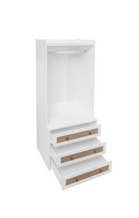 Armoire - Bohème - 3 Tiroirs Avec Poignées Noires Et Étagères De Rangement - Anti-basculement -blanc