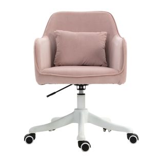 Fauteuil De Bureau - Fonction Vibration Relaxante - Ergonomique Et Confortable - Velours - Rose
