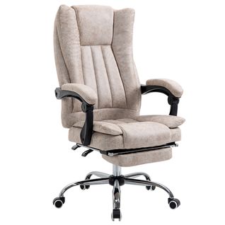 Fauteuil De Bureau Ergonomique - Relax Avec Repose-pieds - Confort En Microfibre - Beige