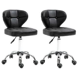 Chaise de Bureau - Lot de 2 Chaises de Bureau avec Siège Réglable et Design Moderne - Acier - Noir