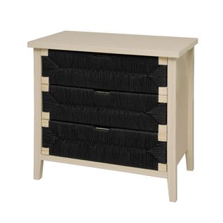 Commode 3 Tiroirs -style Bohème Avec Cordes Noires -chevet De Rangement Pour Chambre Ou Salon - Noir