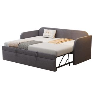 Lit Gigogne 90/180x190 - Banquette Extensible Avec Lit Tiroir Et Sommier à Lattes - Gris