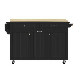 Desserte De Cuisine - Tiroir Et Plateau Extensible - Îlot Mobile Avec Roulettes - Noir