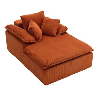 Méridienne - Confort Lecture - Dossier Haut - Accoudoirs Larges - Design Intérieur - Tissu - Orange