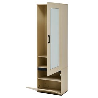 Armoire Entrée - Meuble Entrée Avec Miroir Et Penderie Coulissante - Mdf - Bois