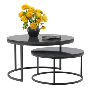 Tables Basses Gigognes - Lot De 2 - Tables D’appoint Emboîtables - Design Moderne - Noir
