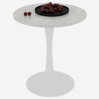 Table D’appoint Ronde -table Basse Élégante -pour Salon Ou Salle à Manger -marbre Artificiel - Blanc