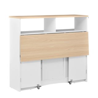 Îlot De Cuisine - Chariot De Cuisine Mobile Avec Table Pliante Et Rangement Ouvert - Mdf Pb - Blanc