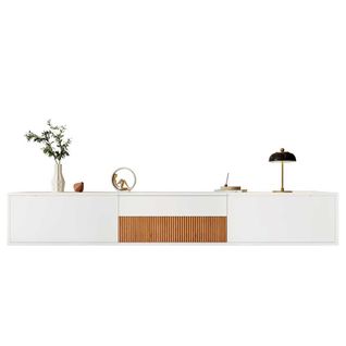 Meuble TV - Meuble TV Bas Mural Ou à Poser - Portes Et Étagères Rétractables -contemporain - Blanc