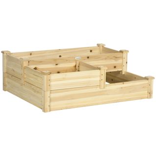 Bac Surélevé 108x88x36 Cm Avec Structure En Bois Naturel 3 Étages