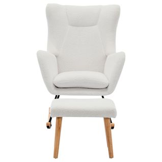 Fauteuil à Bascule En Velours Crème Avec Repose-pieds – Design Chaleureux Et Ergonomique