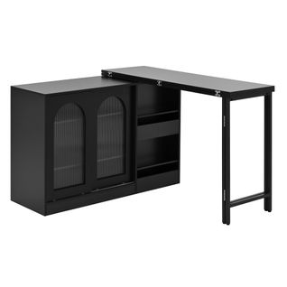 Pivotant à 360°, Avec Rangement Et Porte Vitrée, Réversible, Noir, Pour Cuisine Ou Cafétéria.