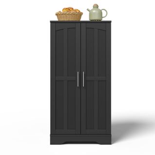 Buffet Haut 120x40x180 Cm En Mdf Noir Avec Éclairage LED Multicolore Pilotable
