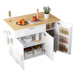 Desserte Mobile 120x44-120x70 Cm, Plateau Extensible Effet Chêne, Mdf Blanc/naturel, 5 Roulettes