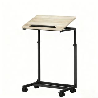 Table D'appoint En C 55x36 Cm Chêne, Hauteur Réglable 62,5–82,5 Cm, Plateau Inclinable 0–60°