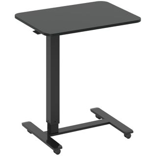 Bureau Assis-debout Mobile 65x48x73-110 Cm Noir, Plateau Bois Et Structure Acier, Roulettes