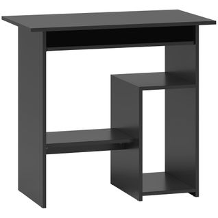 Bureau Compact 80 X 45 X 75 Cm Noir – PC Avec Tiroir Clavier Coulissant Et Étagères