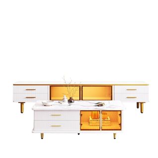 Meuble TV Et Table Basse 170x37x47,5 Cm / 100x50x40 Cm Blanc