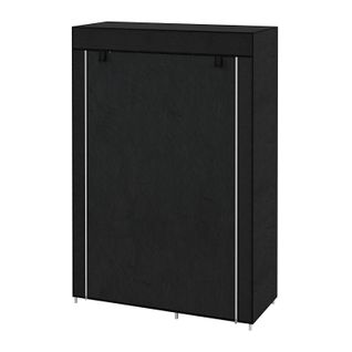 Armoire Textile 103x43x162,5 Cm Noire, 1 Tringle Et 6 Étagères, Housse Non-tissée, Cadre Acier