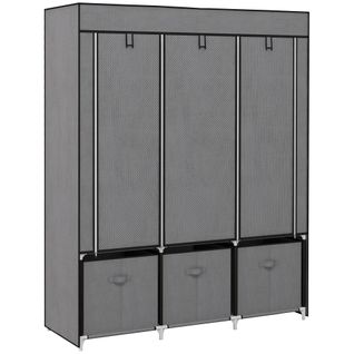 Armoire Textile 125x43x162,5 Cm En Tissu Non Tissé Gris Foncé, Cadre Acier Thermolaqué Robuste