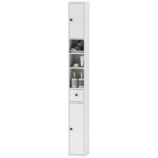 Armoire Haute Salle De Bain 20x20x178 Cm En Bois Blanc – Design Étroit Et Rangement Optimisé