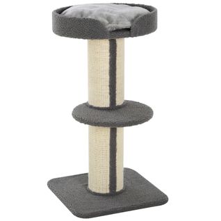 Arbre à Griffer Pour Chat 45x45x91 Cm En Polyester Gris, Poteaux Sisal, Plateforme Avec Coussin