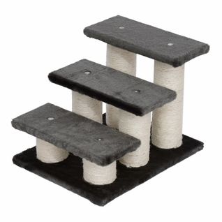 Marche 3 Marches Pour Chats Et Petits Chiens En Peluche Grise, Aide Montée Et Descente
