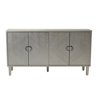 Meuble De Rangement 4 Portes, Pieds En Pin, Mdf, Pour Salon, Chambre Et Cuisine, 152 Cm, Champagne