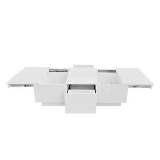 Table Basse Laquée Avec Tiroirs Push-pull Double Face, Rangement Pratique Et Design Moderne