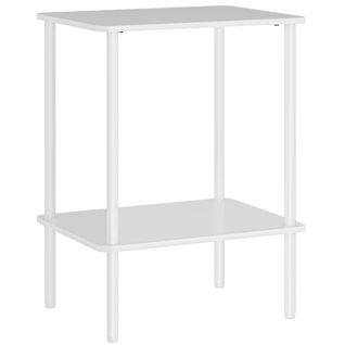 Table D'appoint Deux Niveaux 40x30x52,2 Cm Blanche - Design Moderne, Rangement, Cadre Métal