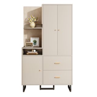 Armoire D'entrée Avec Panneaux Capitonnés,meuble à Chaussures,armoire D'entrée Compacte 110x186x38cm