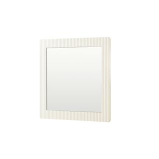 Miroir Mural Carré 80x80 Cm Blanc Imitation Bois, Cadre Mdf à Finition Striée Verticale