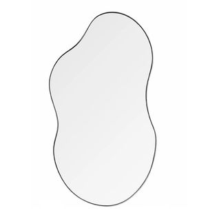 Miroir Mural Asymétrique 91x55 Cm En Verre Argent Hd, Cadre Métal Argent Brossé, Élégant