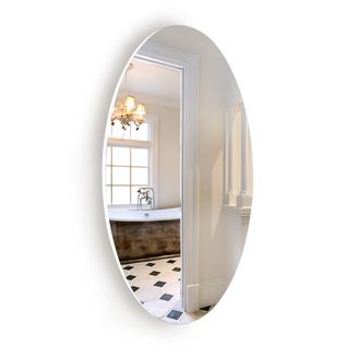 Miroir Mural 64x37 Cm Blanc Sans Cadre, Pose Horizontale/verticale, Fixation 242 Mm