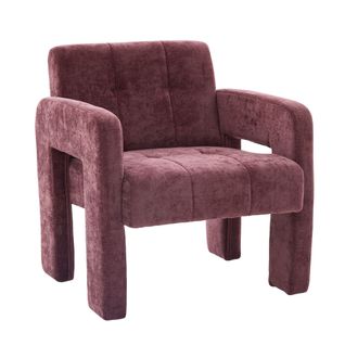 Fauteuil En Chenille Bordeaux, Design Minimaliste 67,5x69x74,5 Cm - Assise 43 Cm