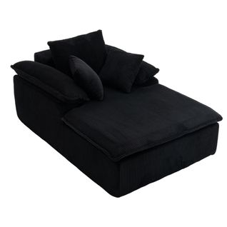fauteuil relax 177x122x92 Cm En Velours Côtelé Noir, Design Sans Armature, Dossier Inclinable