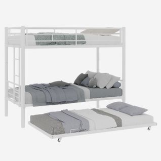 Lit Superposé 190x90 Cm Avec Structure En Métal Blanc Durable