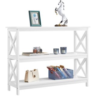 Table Console En Bois Meuble D'entrée Pied En X Stable Blanc Table Salon Moderne