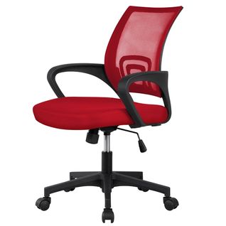 Chaise De Bureau à Roulettes 360°avec Accoudoirs Rouge