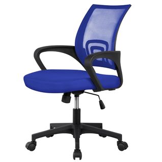 Chaise De Bureau à Roulettes 360°avec Accoudoirs Bleu