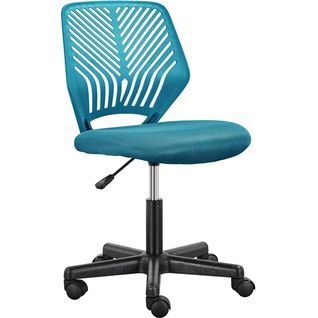 Chaise De Bureau En Maille Fauteuil D'ordinateur Réglable Sans Accoudoirs Bleu Canard